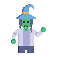 Download premium flat icon of a cunning witch vector