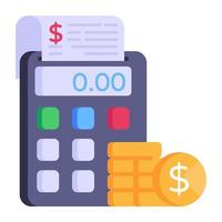 Editable flat icon of business accounting, calculator with business report vector