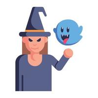 Download premium flat icon of a cunning witch vector