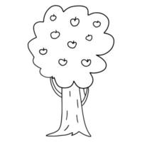 Cartoon doodle apple tree isolated on white background. vector