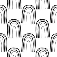 Minimalist contemporary aesthetic trendy seamless pattern. Fashionable template for design. Boho rainbow, striped doodle arches background. vector