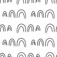 Cute abstract doodle arches, rainbows seamless pattern. Hand drawn geometric background. Round shapes. vector