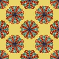 Abstract seamless pattern with mandala flower. Mosaic, tile, polka dot. Floral background. vector