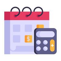 Editable flat icon of business accounting, calculator with business report vector