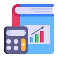 Editable flat icon of business accounting, calculator with business report vector