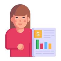 icono de informe financiero en estilo plano moderno vector