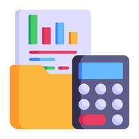 Editable flat icon of business accounting, calculator with business report vector