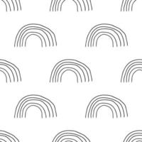 Cute abstract doodle arches, rainbows seamless pattern. Hand drawn geometric background. Round shapes. vector
