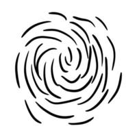 Abstract doodle swirl, tornado isolated on white background. Hand drawn vortex shape. vector