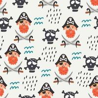 Seamless pattern face pirate vector