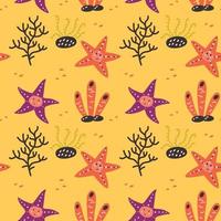 Seamless pattern funny starfish coral vector