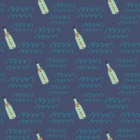 Seamless pattern waves bottle note vector