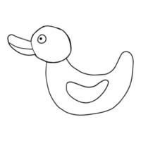 Doodle rubber duck for kids playing in bath isolated ion white background. Cute gift for children. vector