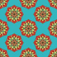 Abstract seamless pattern with mandala flower. Mosaic, tile, polka dot. Floral background. vector