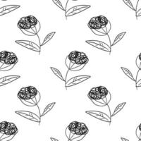 Cute cartoon polka dot sloppy flowers in doodle style seamless pattern. Floral childlike style background. vector