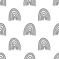 Cute abstract doodle arches, rainbows seamless pattern. Hand drawn geometric background. Round shapes. vector