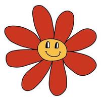 Groovy Smiley Flower Hippie. Positive 70s retro smiling daisy flower print.