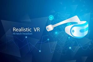 Virtual reality technology glasses tool. Digital 3d brain head set background. Vector illustration
