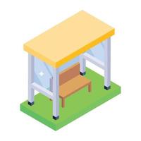 Modern bus stop in isometric icon vector