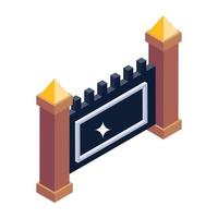 Pillar fence in isometric editable icon vector