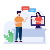 A trendy design of remote interpreter flat illustration vector