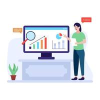 Web analytics character illustration in flat vector