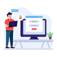 Account login flat illustration vector