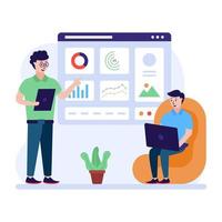 An illustration of admin panel, avatars with website vector