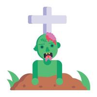 A scary flat icon of a graveyard. vector