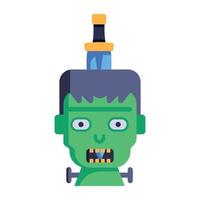 diseño de icono plano de avatar zombie aterrador vector