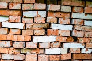 Beautiful texture old brick from big wall block photo