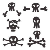 establecer cráneo pirata negro vector