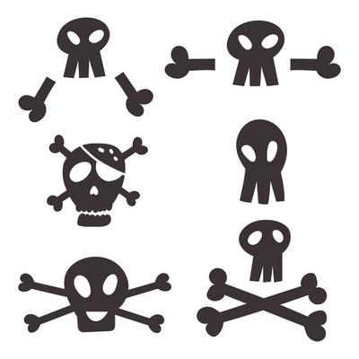 Set black pirate skull