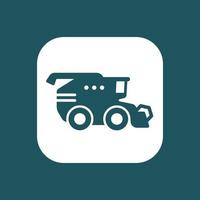 Harvester icon, harvester machine, grain harvester combine rounded square icon vector