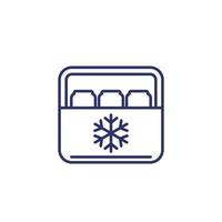 icono de línea de caja de refrigerador portátil en blanco vector