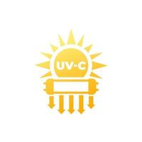 UV-C light for disinfection icon with sun and lamp vector