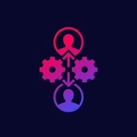 people interaction icon with gears, vector