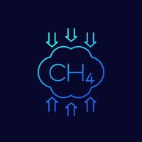 methane, CH4 emissions reduction line vector icon