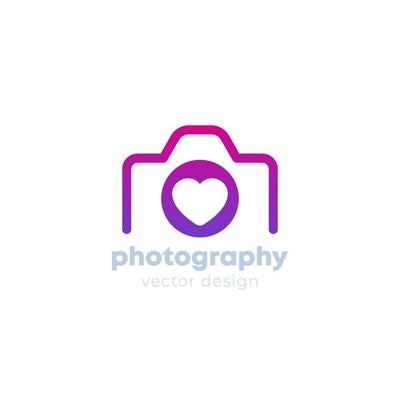 photography logo design with camera and heart