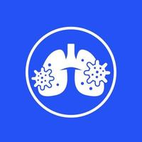 icono de neumonía con virus y pulmones, vector