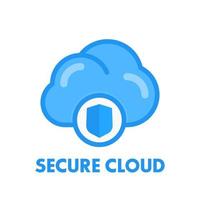 secure cloud icon in flat style isolated on white vector