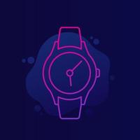 watch, classic wristwatch thin line icon vector