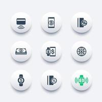 iconos de vector de métodos de pago modernos