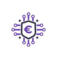 escudo con icono del euro, concepto de seguro vector