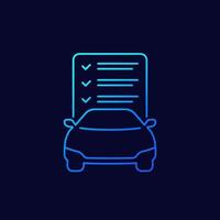 icono de línea de lista de servicio de coche, diseño de vectores