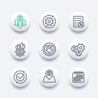 cost effective, financial efficiency line icons, vector set