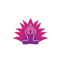 yoga vector logo with meditating man and lotus flower