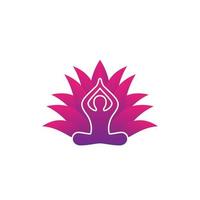 logotipo de vector de yoga con hombre meditando y flor de loto