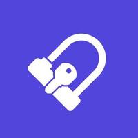 Bicycle U-Lock and key vector icon