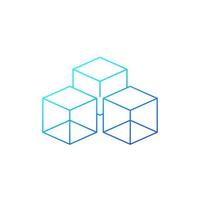 3d cube line icon on white vector